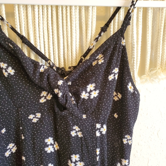 AE Black Floral Polka Dot Mini Twist Front Dress - Picture 5 of 9